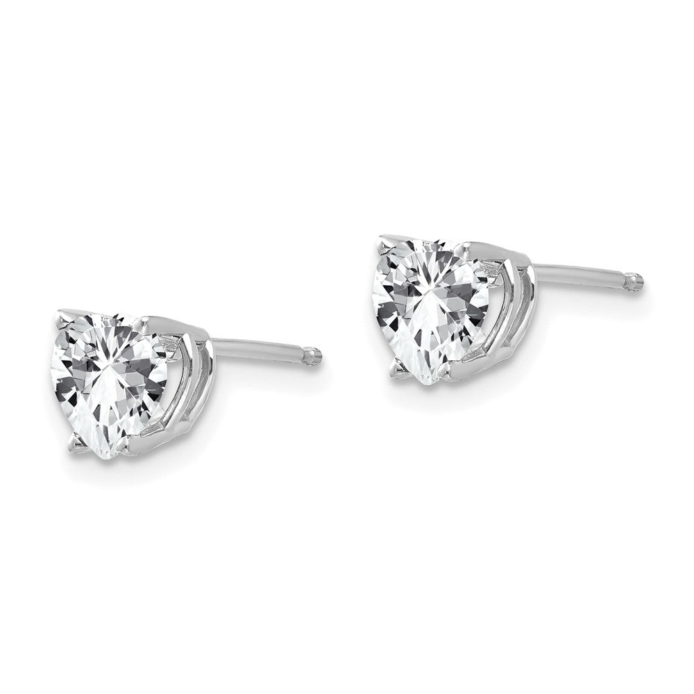 14k White Gold 6 mm Heart Cubic Zirconia Earrings (0.69 grams)