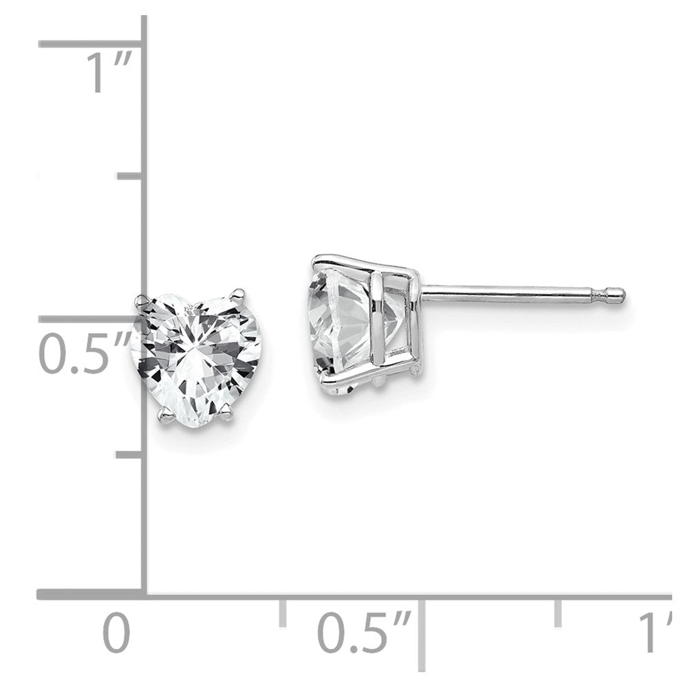 14k White Gold 6 mm Heart Cubic Zirconia Earrings (0.69 grams)