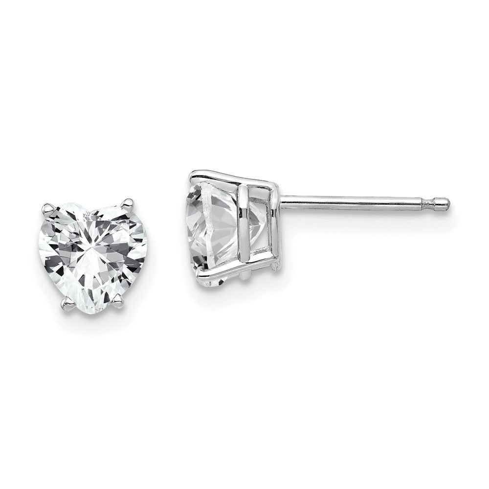 14k White Gold 6 mm Heart Cubic Zirconia Earrings (0.69 grams)