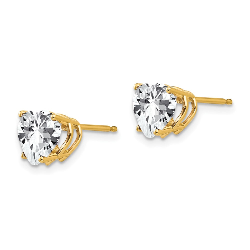 14k Yellow Gold 7 mm Heart Cubic Zirconia Earrings (0.76 grams)