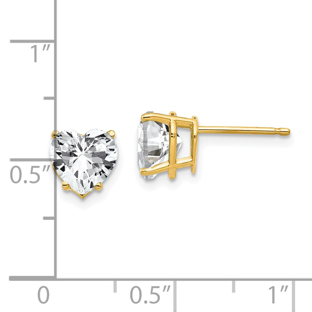 14k Yellow Gold 7 mm Heart Cubic Zirconia Earrings (0.76 grams)