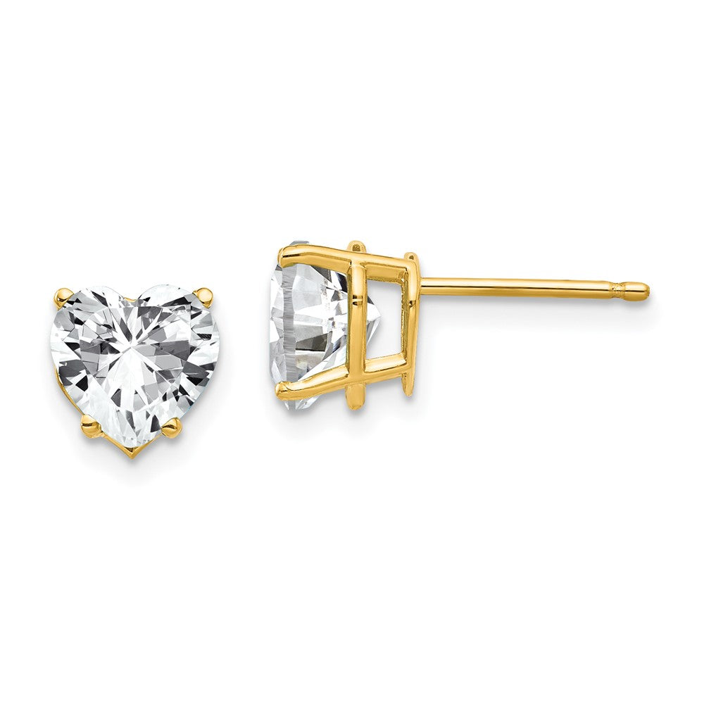 14k Yellow Gold 7 mm Heart Cubic Zirconia Earrings (0.76 grams)