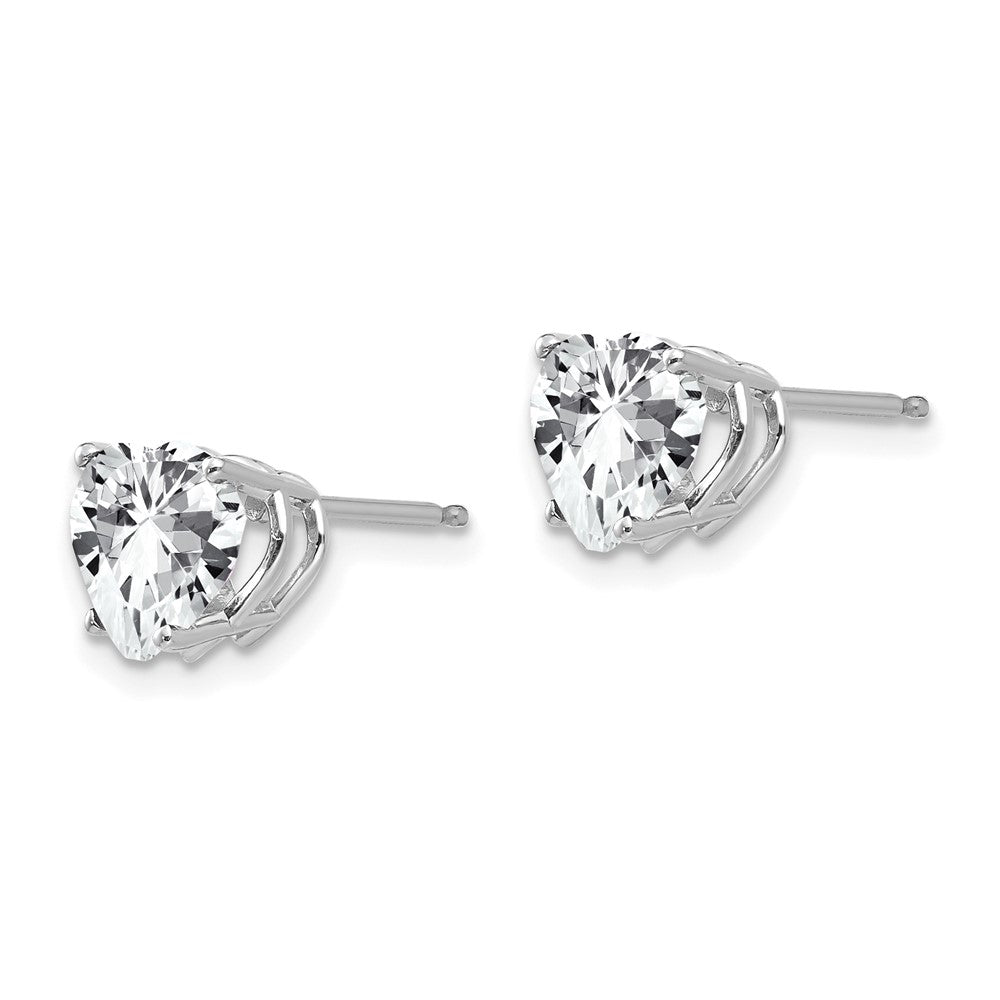 14k White Gold 7 mm Cubic Zirconia Heart Stud Earrings (0.73 grams)