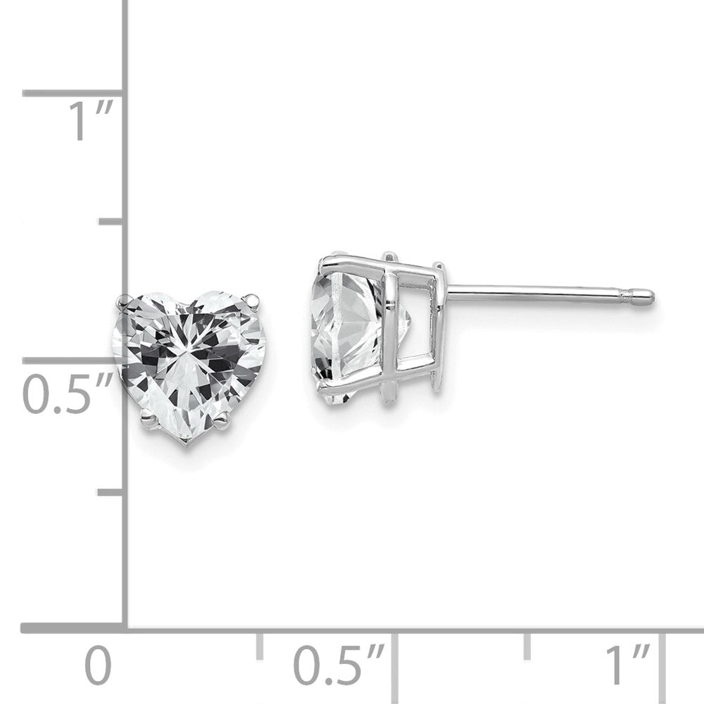 14k White Gold 7 mm Cubic Zirconia Heart Stud Earrings (0.73 grams)