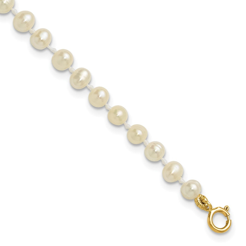 14k 3-4mm White Semi Round Freshwater Cultured Pearl Bracelet (0.11 grams)