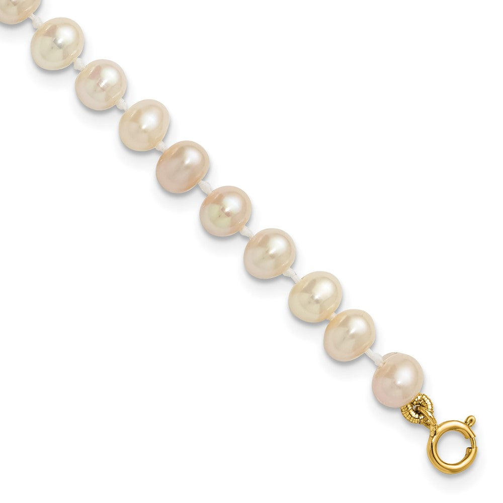 14k 4-5mm White Semi Round Freshwater Cultured Pearl Bracelet (0.11 grams)