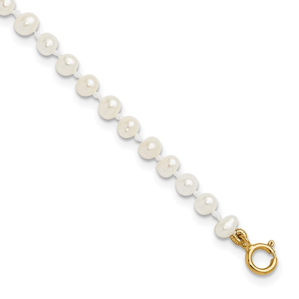 14k Madi K 3-4mm White Egg Shape FW Cultured Pearl Bracelet (0.1 grams)