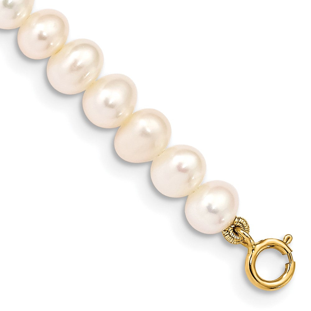 14K Madi K 4-5mm White Egg Shape Freshwater Cultured Pearl Bracelet (0.1 grams)