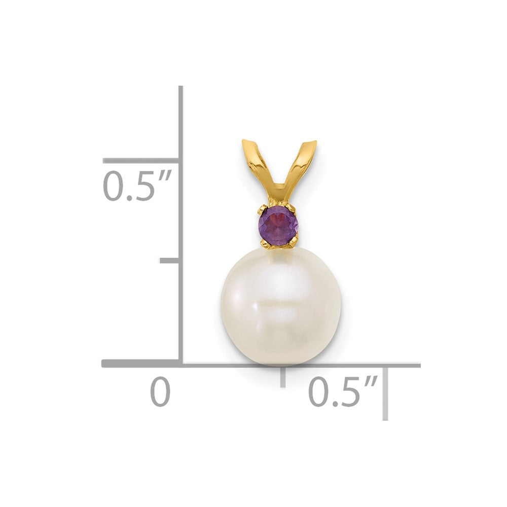 14K 7-7.5mm White Round FWC Pearl Amethyst Pendants (0.66 grams)