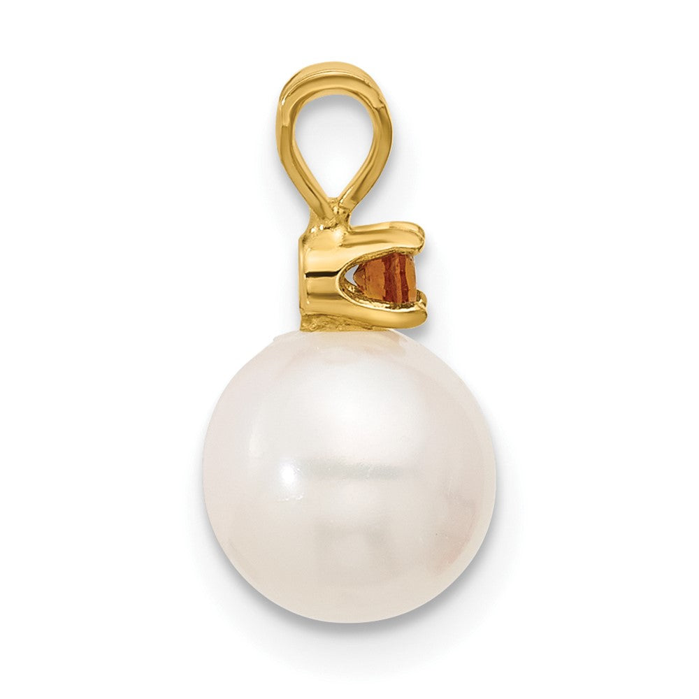 14K 7-7.5mm White Round FWC Pearl Citrine Pendants (0.72 grams)