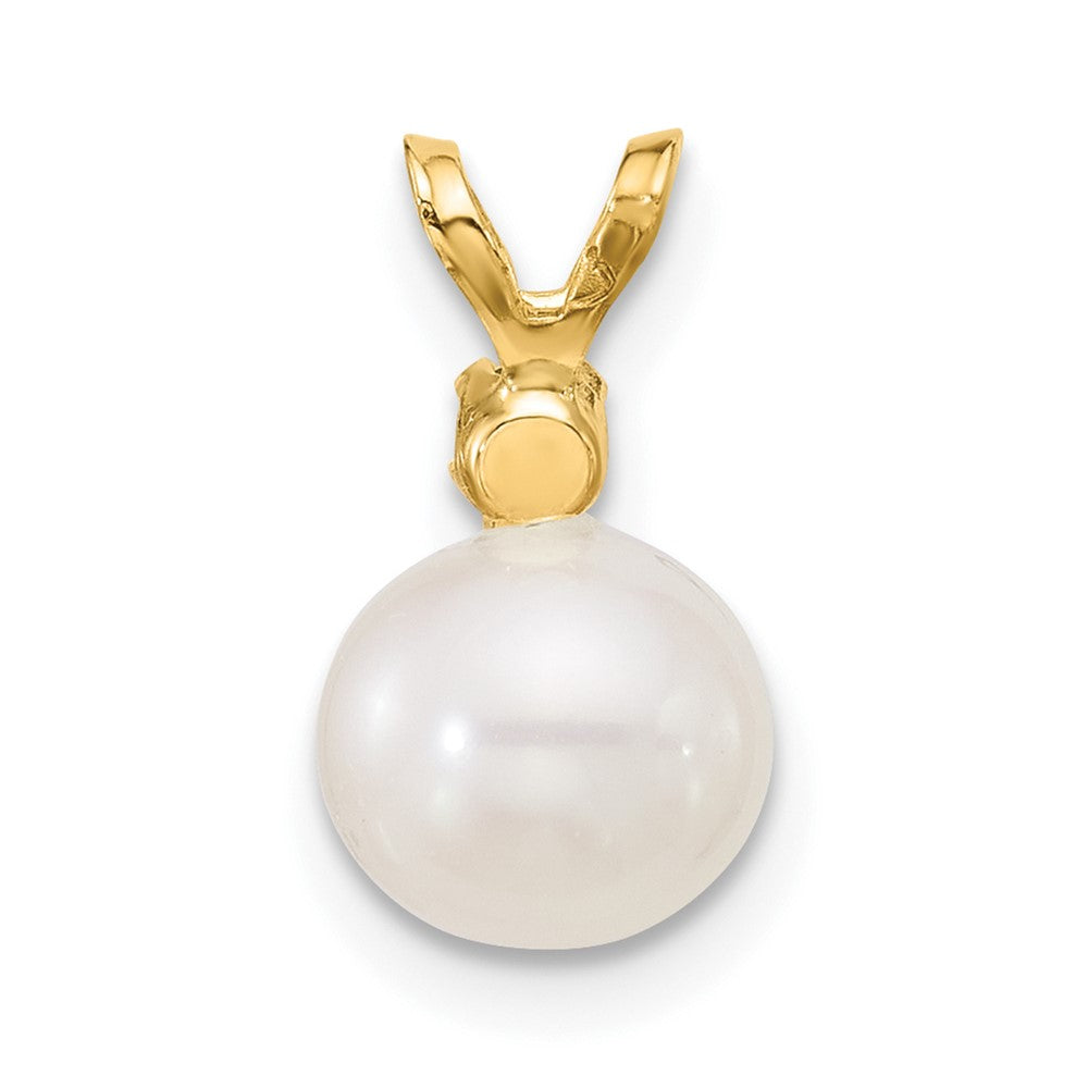 14K 7-7.5mm White Round FWC Pearl Emerald Pendants (0.63 grams)