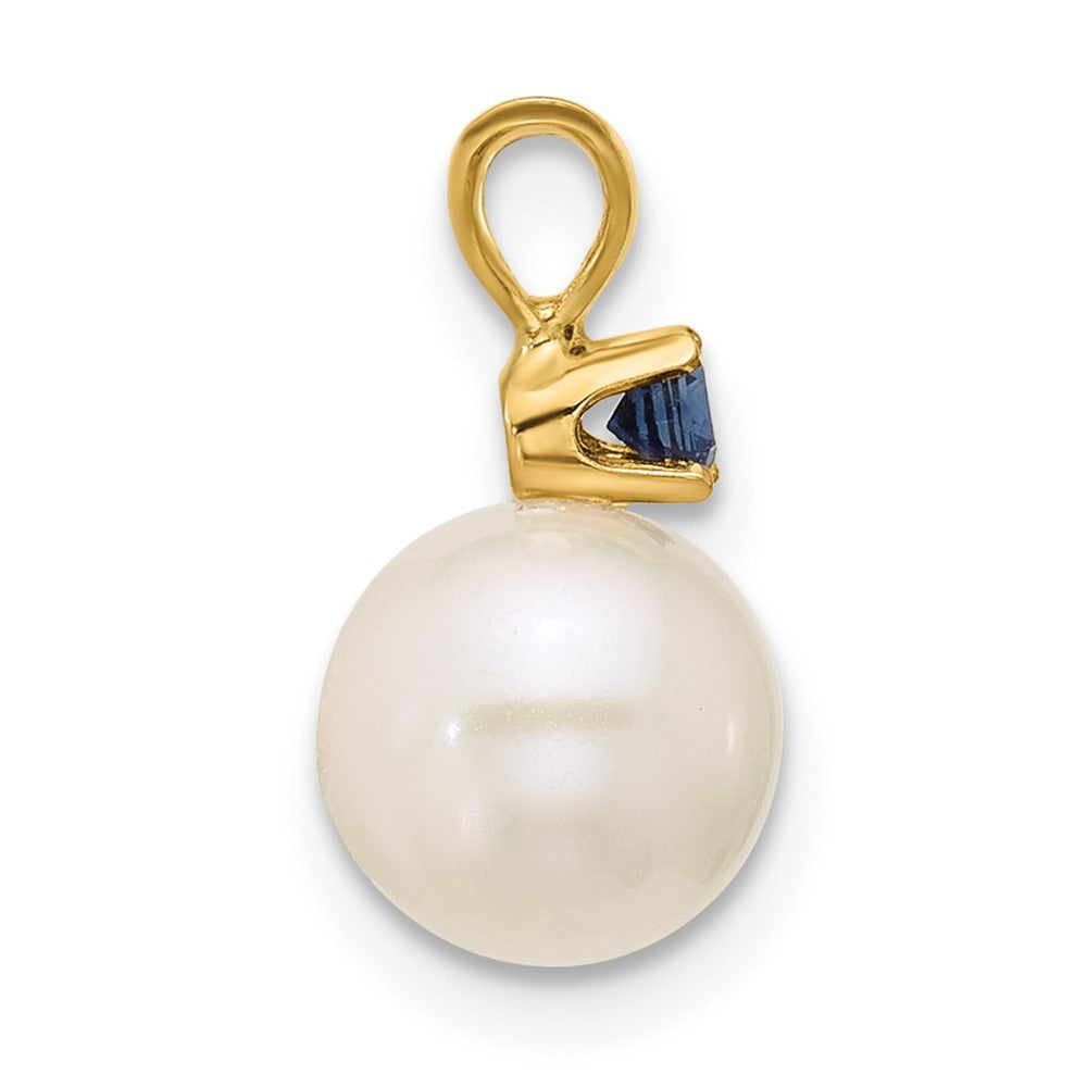 14K 7-7.5mm White Round FWC Pearl Sapphire Pendants (0.67 grams)