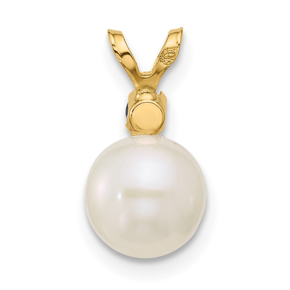 14K 7-7.5mm White Round FWC Pearl Sapphire Pendants (0.67 grams)