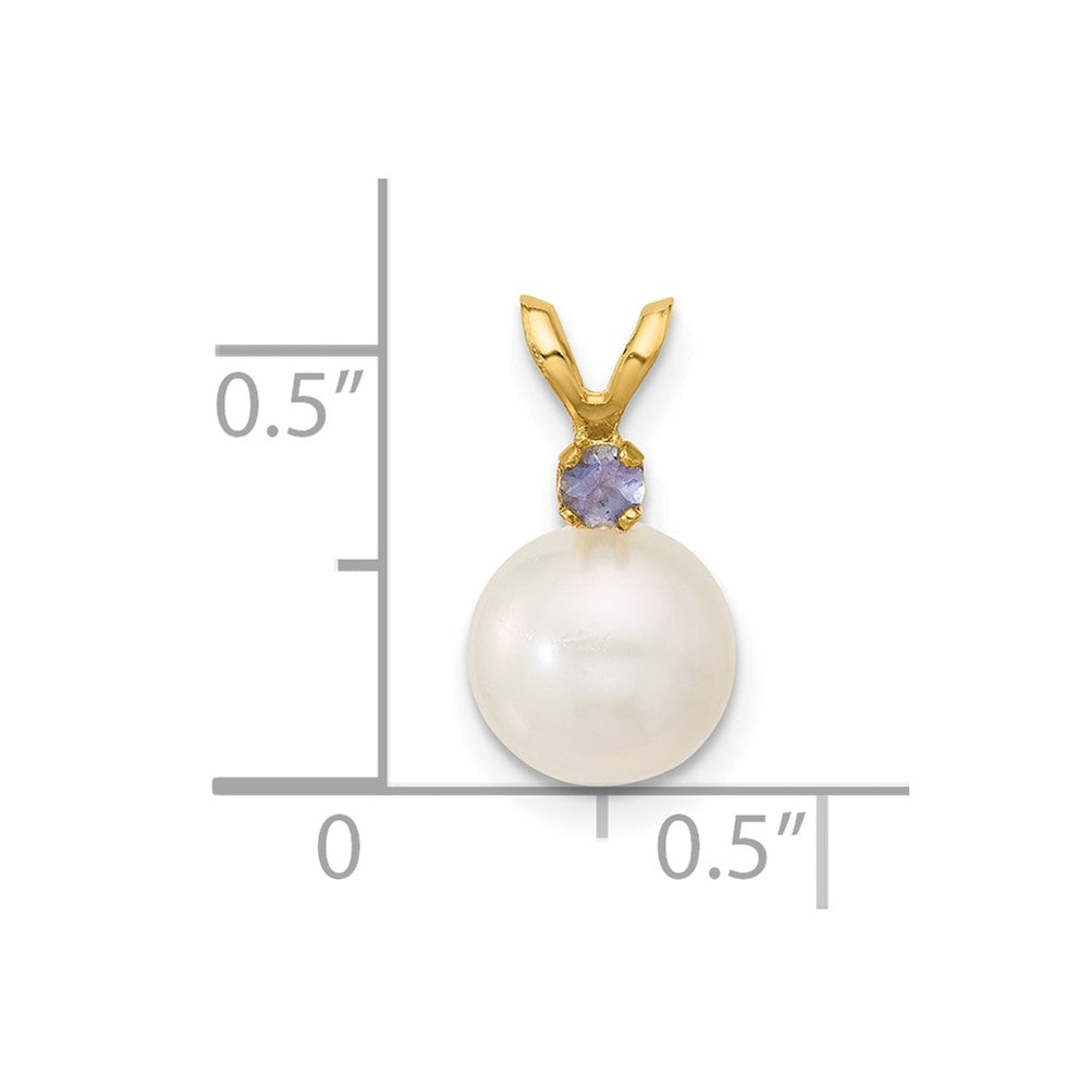 14K 7-7.5mm White Round FWC Pearl Tanzanite Pendants (0.63 grams)
