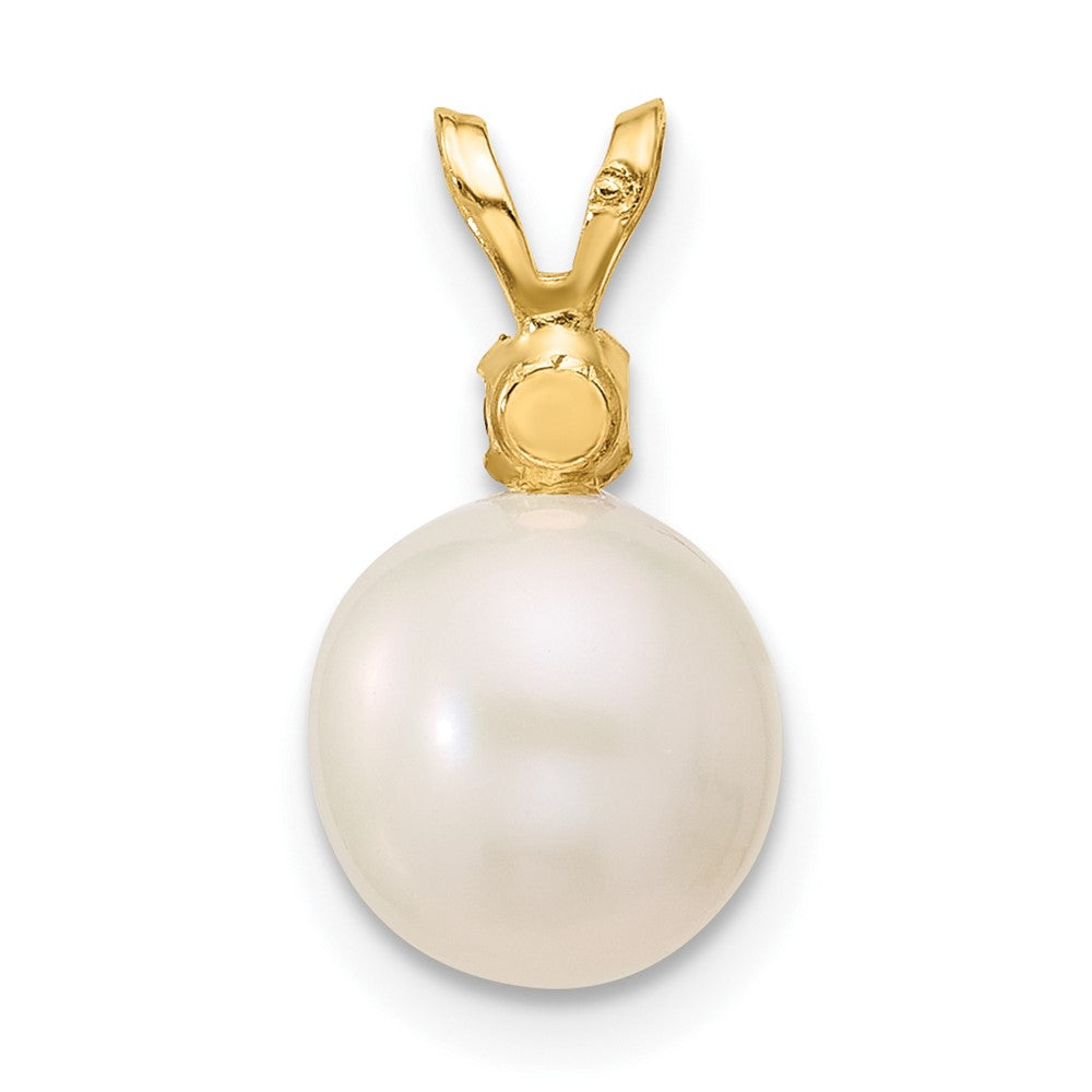 14K Amethyst 8-8.5mm White Round FWC Pearl Pendant (0.9 grams)