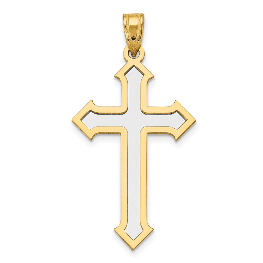 14k Two-tone 19 mm Passion Cross Pendant (1.71 grams)