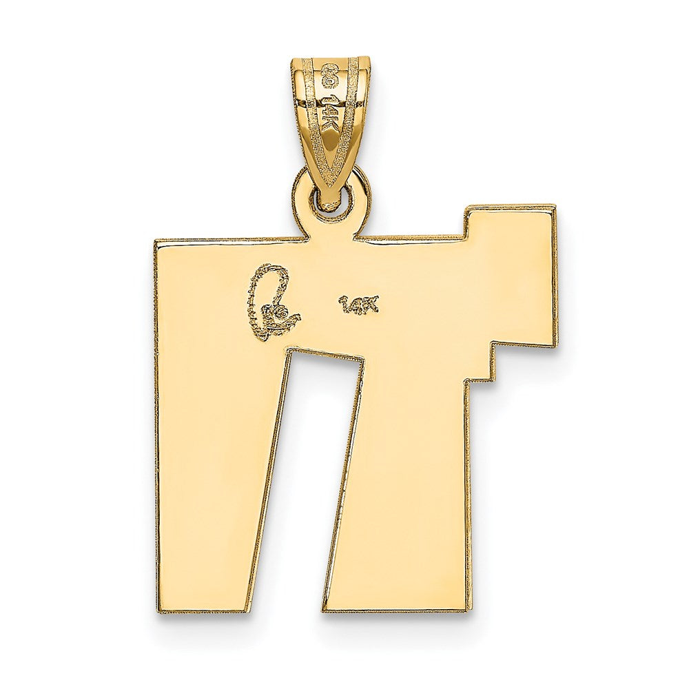 14k Two-tone 16 mm Two-Tone Solid Satin Chai Charm (1.78 grams)