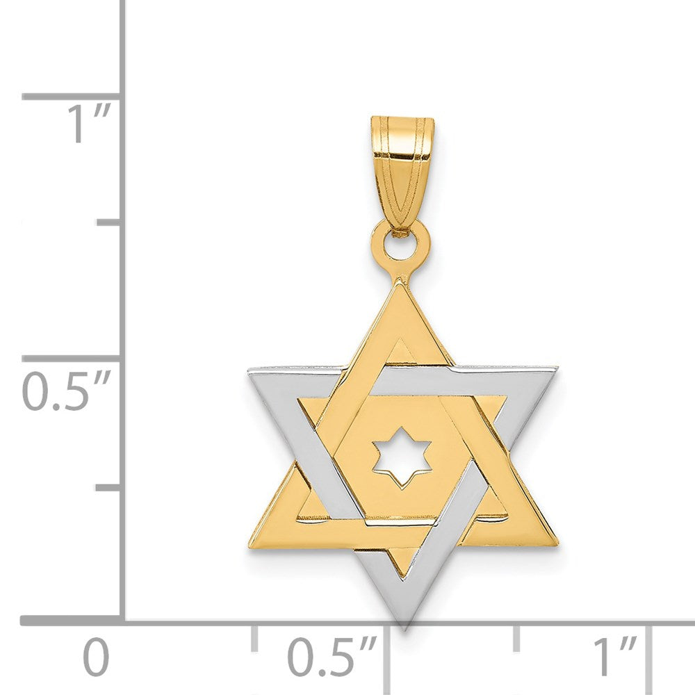 14k Two-tone 16 mm Two-Tone Star Of David Pendant (1.68 grams)