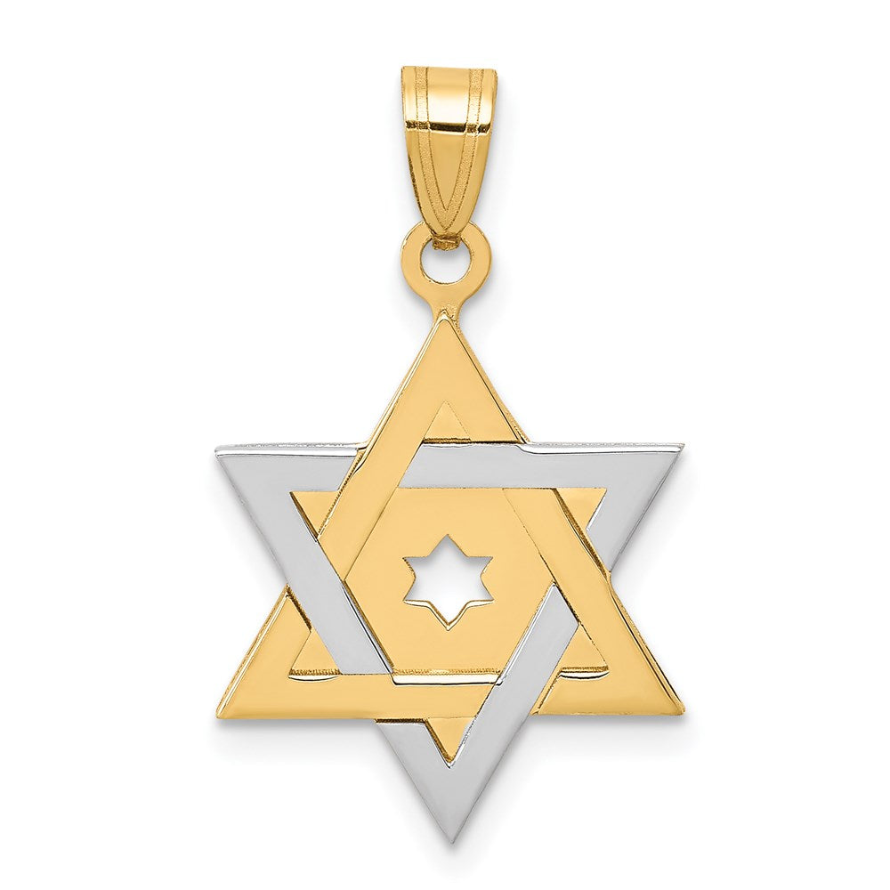 14k Two-tone 16 mm Two-Tone Star Of David Pendant