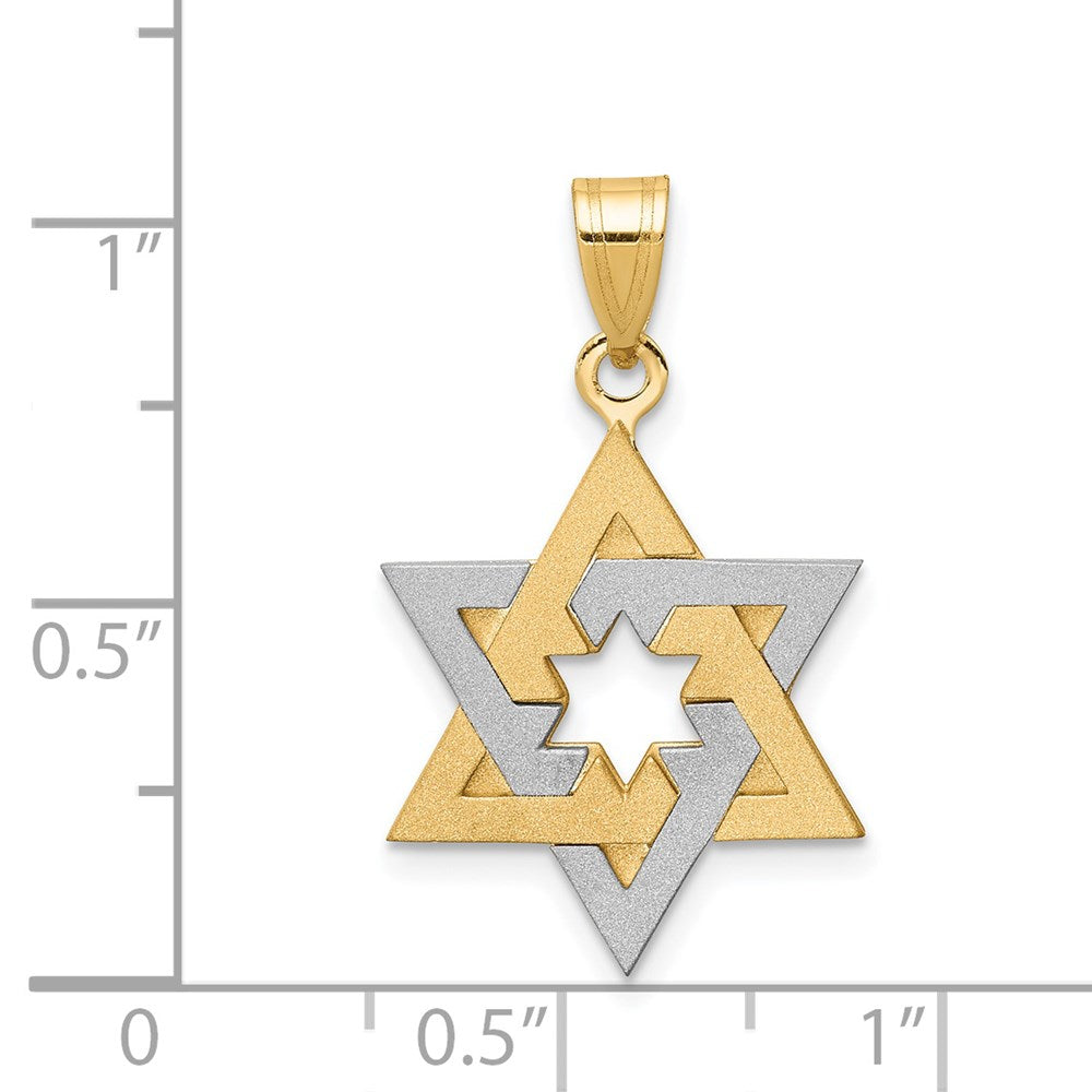 14k Two-tone 16 mm Two-Tone Star Of David Pendant