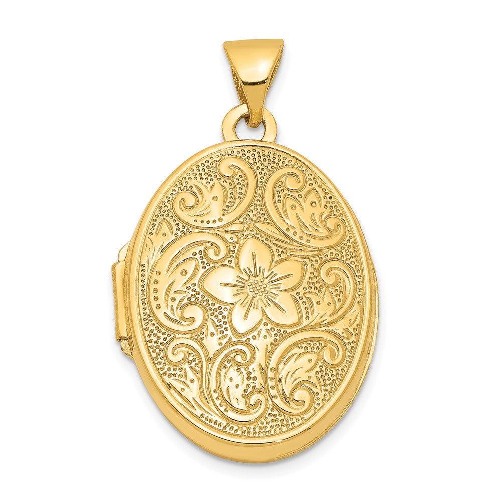 14k Yellow Gold 17 mm Scrolled Floral Locket (1.35 grams)
