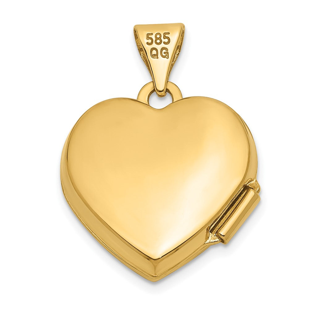 14k Yellow Gold 15.3 mm Floral Heart Locket (0.77 grams)