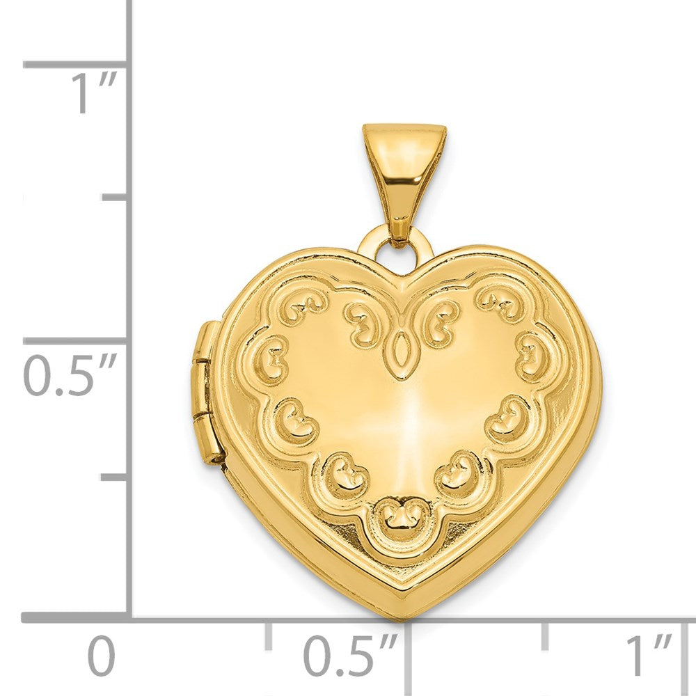 14k Yellow Gold 18.7 mm Domed Heart Locket (1.1 grams)