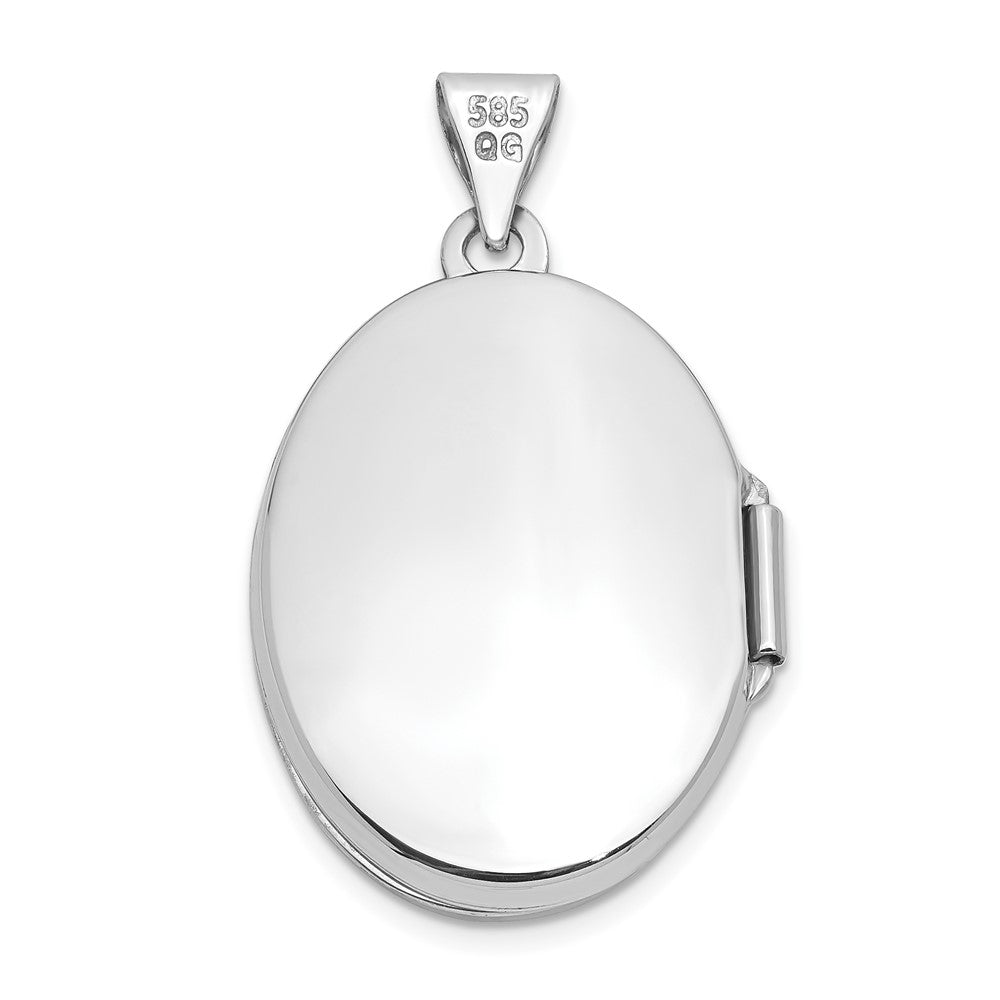 14k White Gold 17.1 mm Scroll Design Domed Oval Locket (1.52 grams)