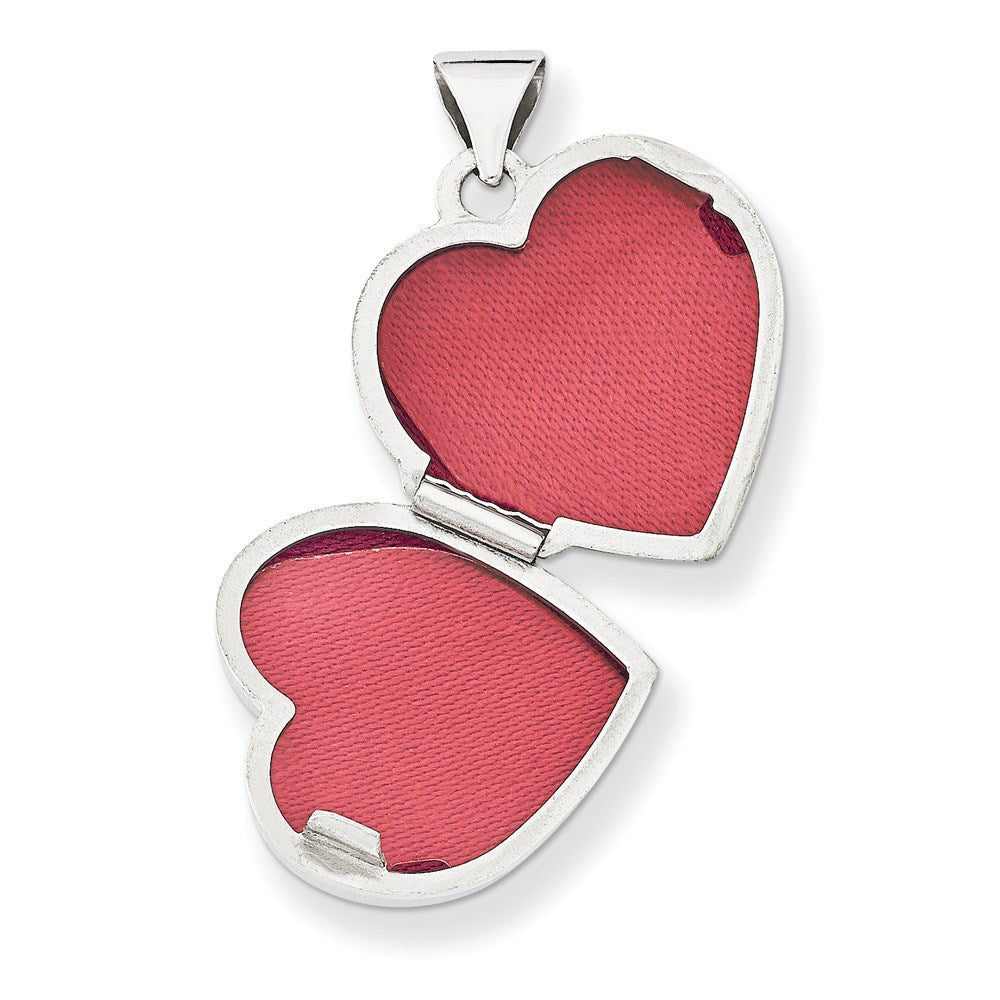 14k White Gold 15.15 mm Double Heart Locket (0.67 grams)