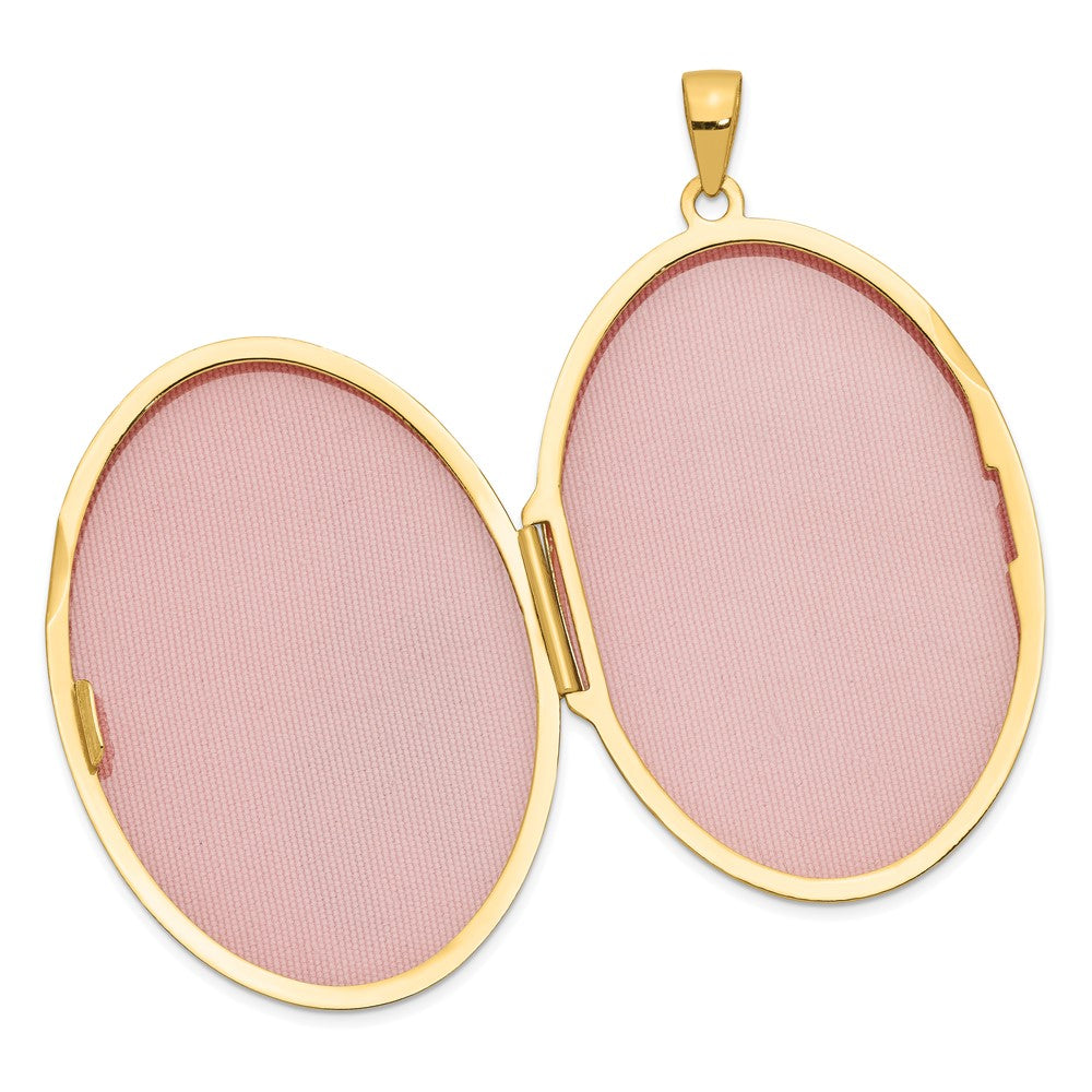 14k Yellow Gold 28 mm Oval Heavy Weight Half Scroll Locket (5.53 grams)