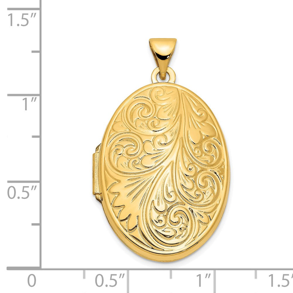 14k Yellow Gold 19.65 mm Scroll Oval Locket (2.14 grams)