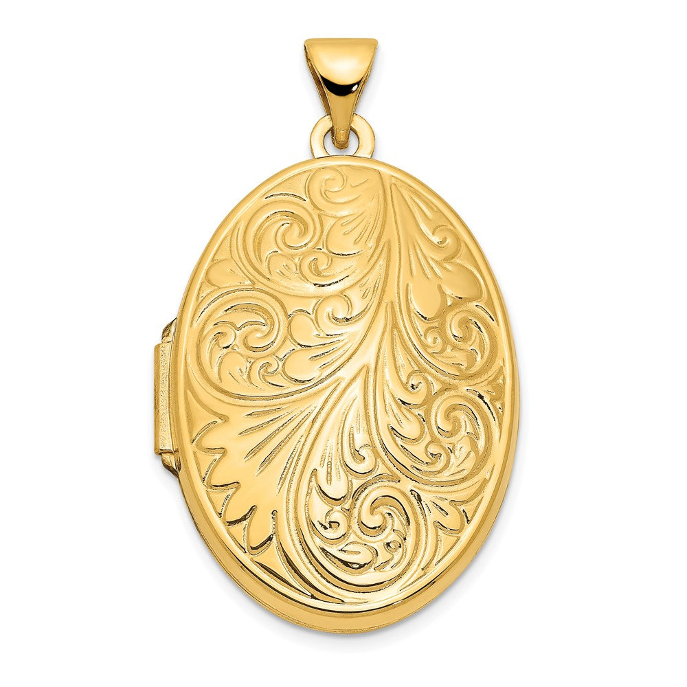 14k Yellow Gold 19.65 mm Scroll Oval Locket (2.14 grams)