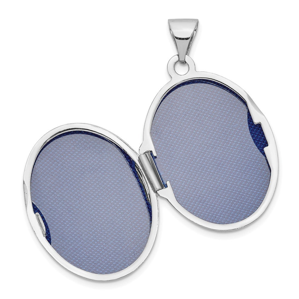 14k White Gold 17 mm Oval Floral Scroll Border Locket (1.39 grams)