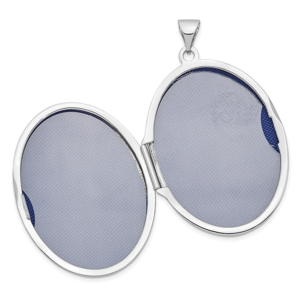 14k White Gold 24.85 mm Oval Flower With Scrolls Locket (3.13 grams)