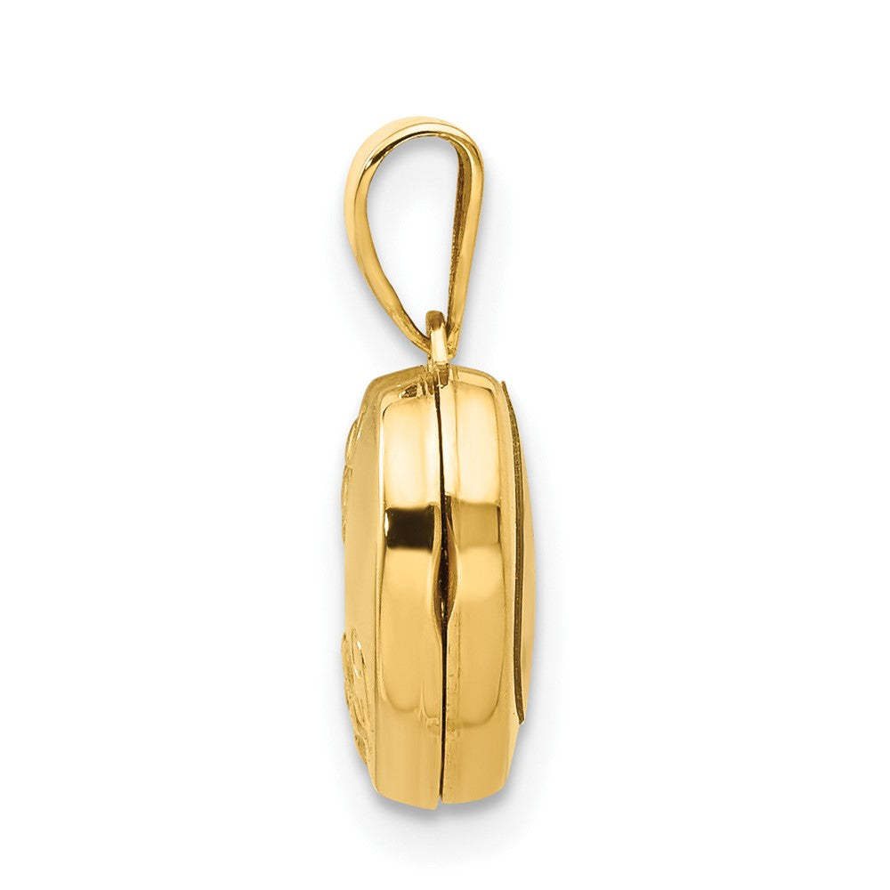 14k Yellow Gold 10.05 mm Floral Heart Locket (0.32 grams)