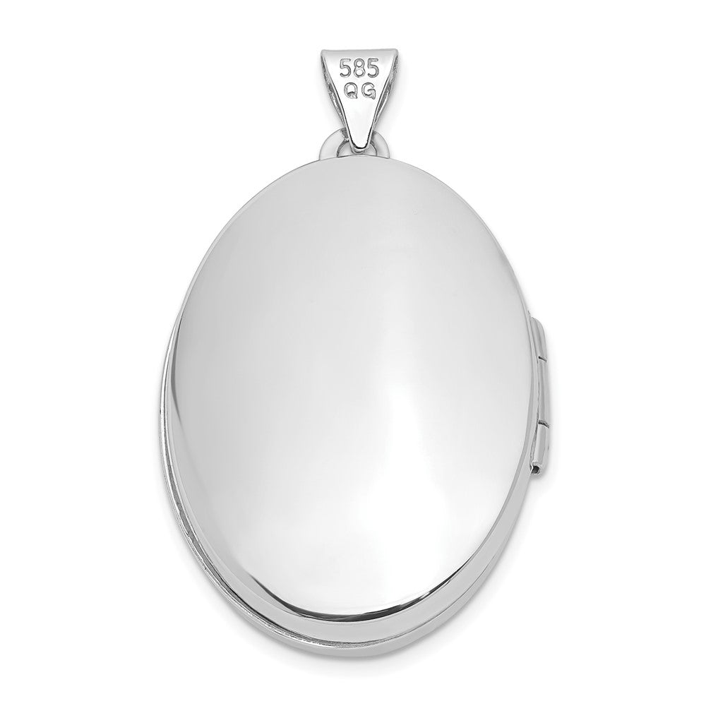 14k White Gold 19.3 mm 1/2 Hand Engraved Scroll Oval Locket (2.14 grams)
