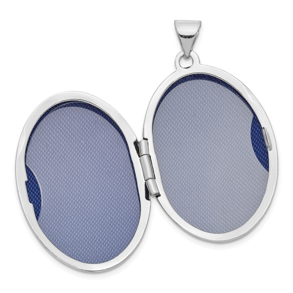 14k White Gold 19.3 mm 1/2 Hand Engraved Scroll Oval Locket (2.14 grams)