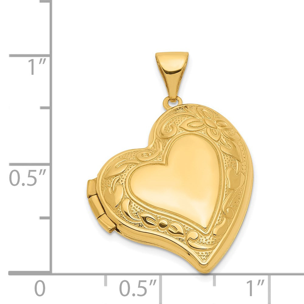 14k Yellow Gold 19.85 mm Fancy Heart Locket (1.43 grams)