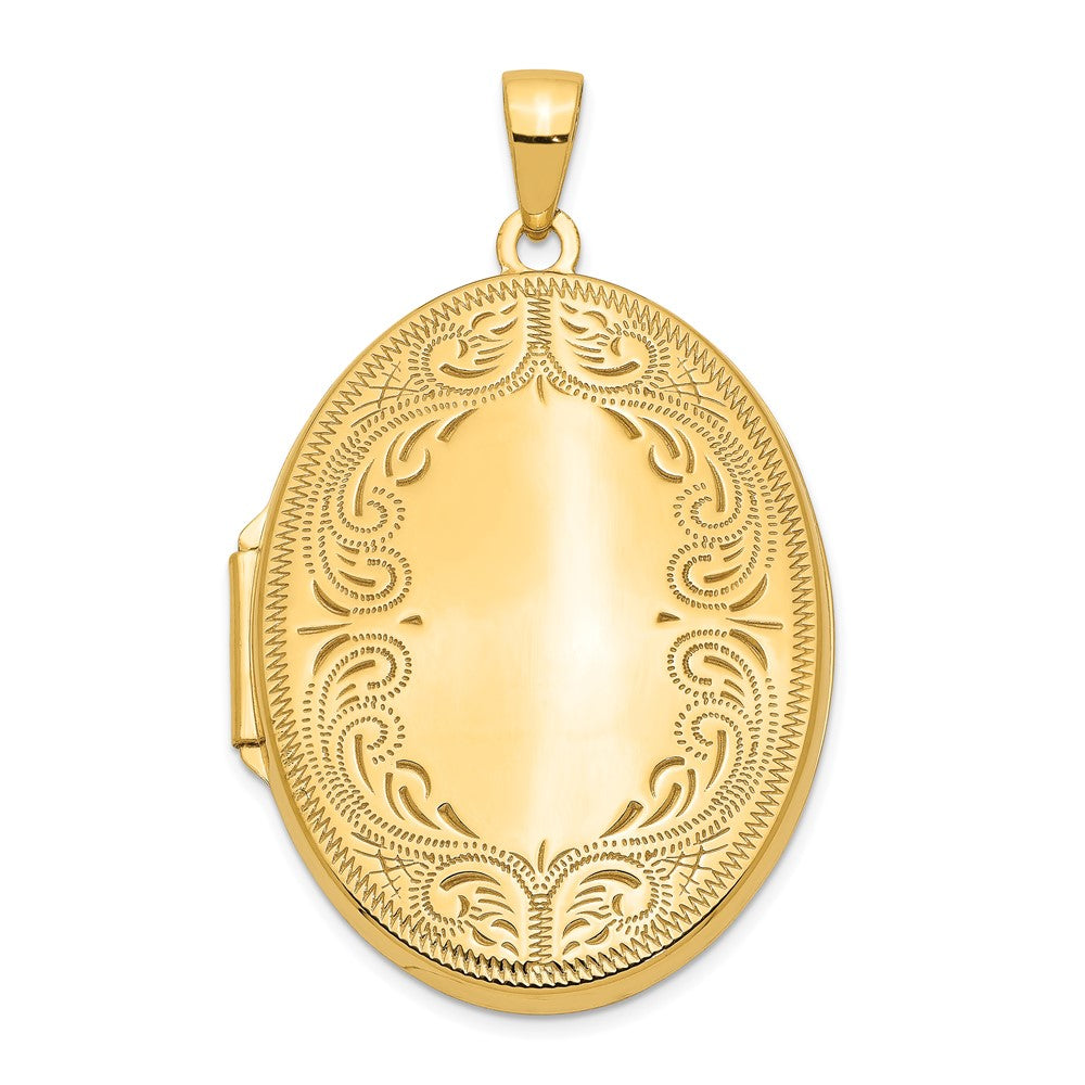 14k Yellow Gold 24.6 mm Oval Scroll Locket (3 grams)