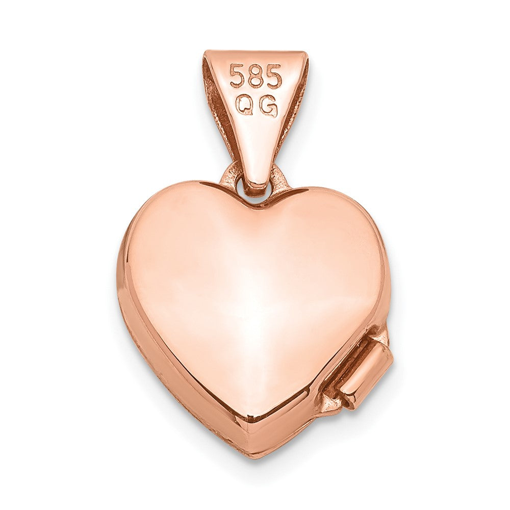 14k Rose Gold 10.15 mm Heart-Shaped Scrolled Locket (0.32 grams)