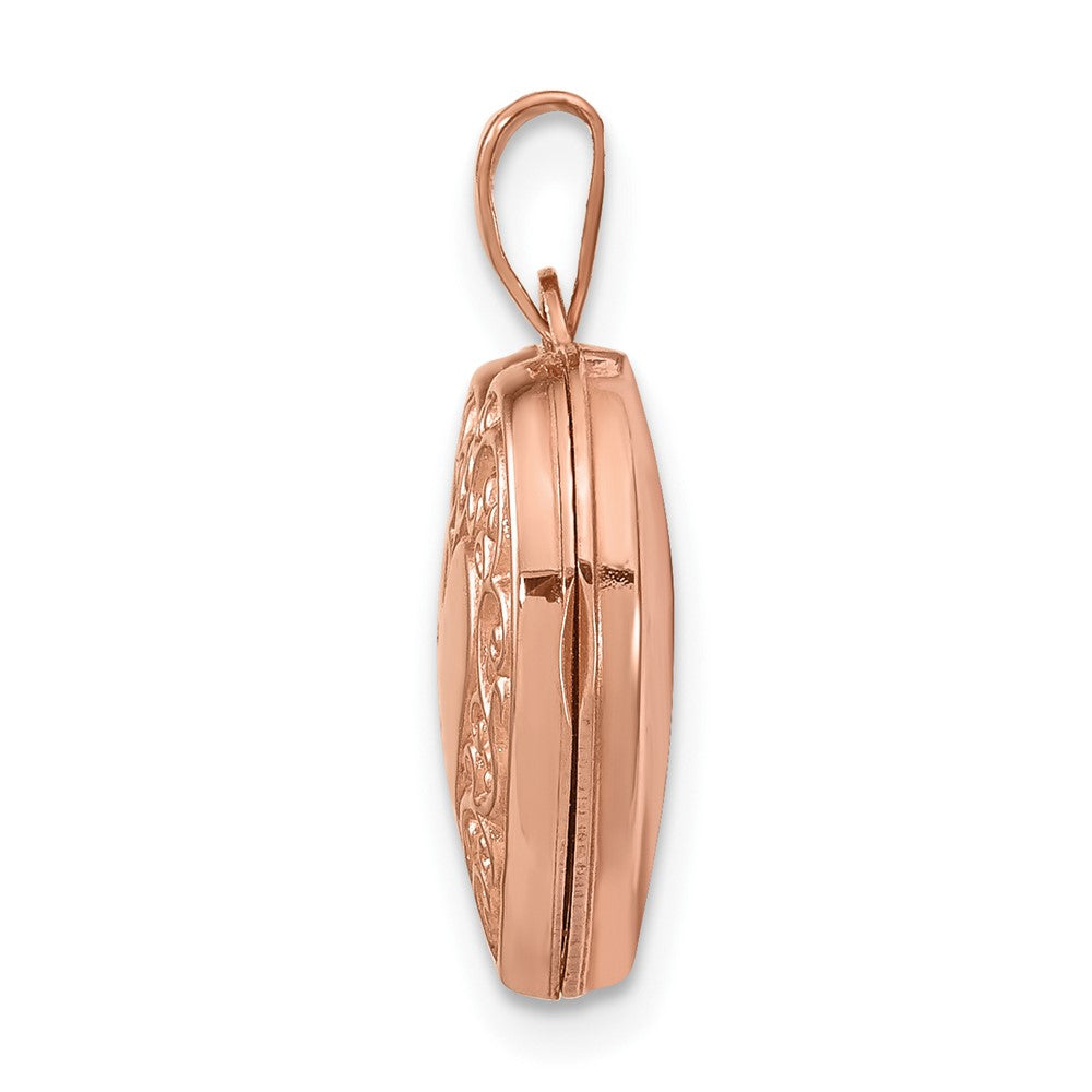 14k Rose Gold 15.55 mm Scroll Heart Locket (0.65 grams)