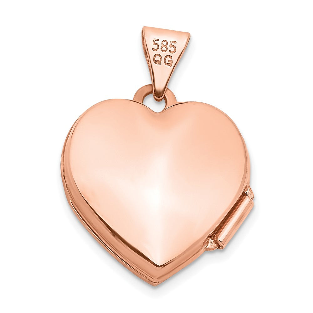 14k Rose Gold 15.55 mm Scroll Heart Locket (0.65 grams)