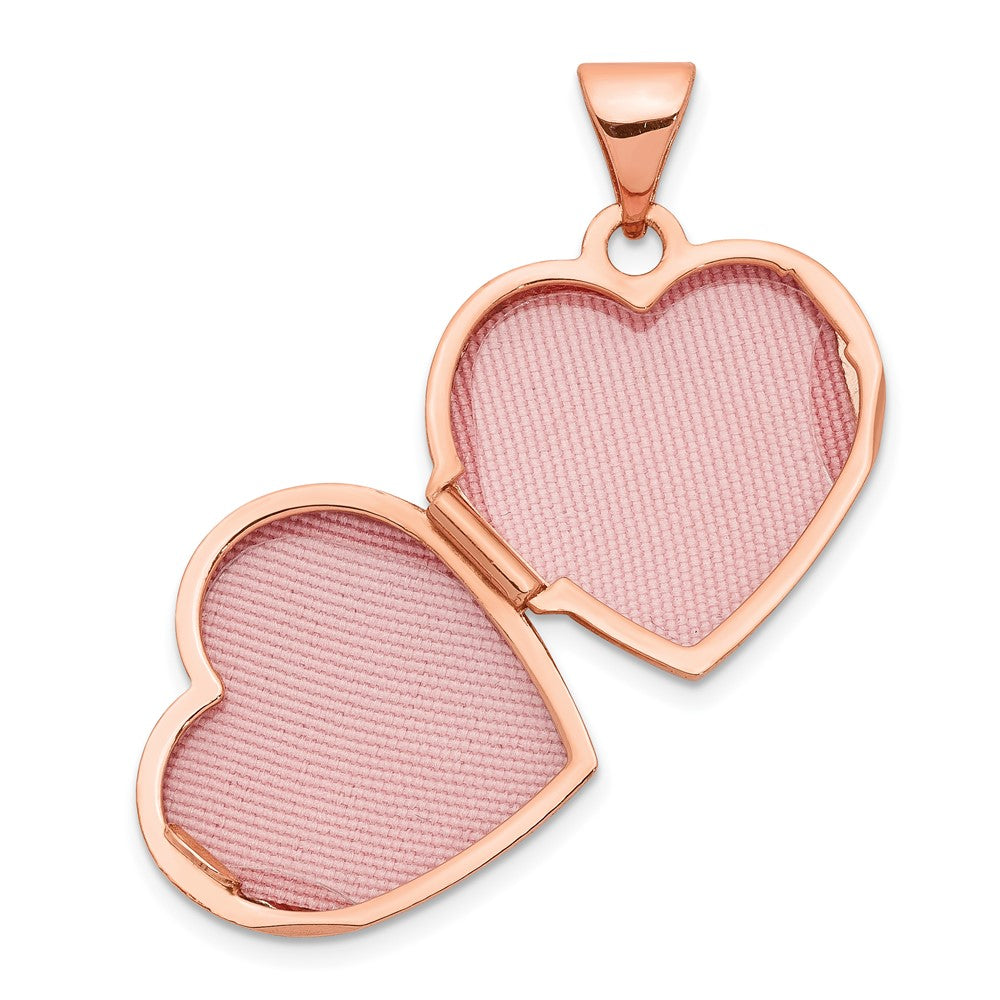 14k Rose Gold 15.55 mm Scroll Heart Locket (0.65 grams)