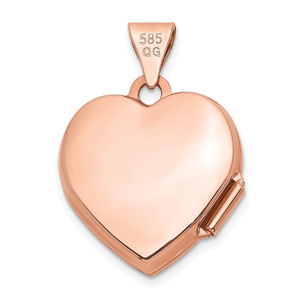 14k Rose Gold 15.5 mm Floral Heart Locket (0.77 grams)
