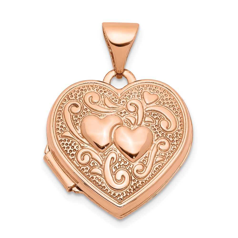 14k Rose Gold 15.5 mm Heart Locket (0.65 grams)