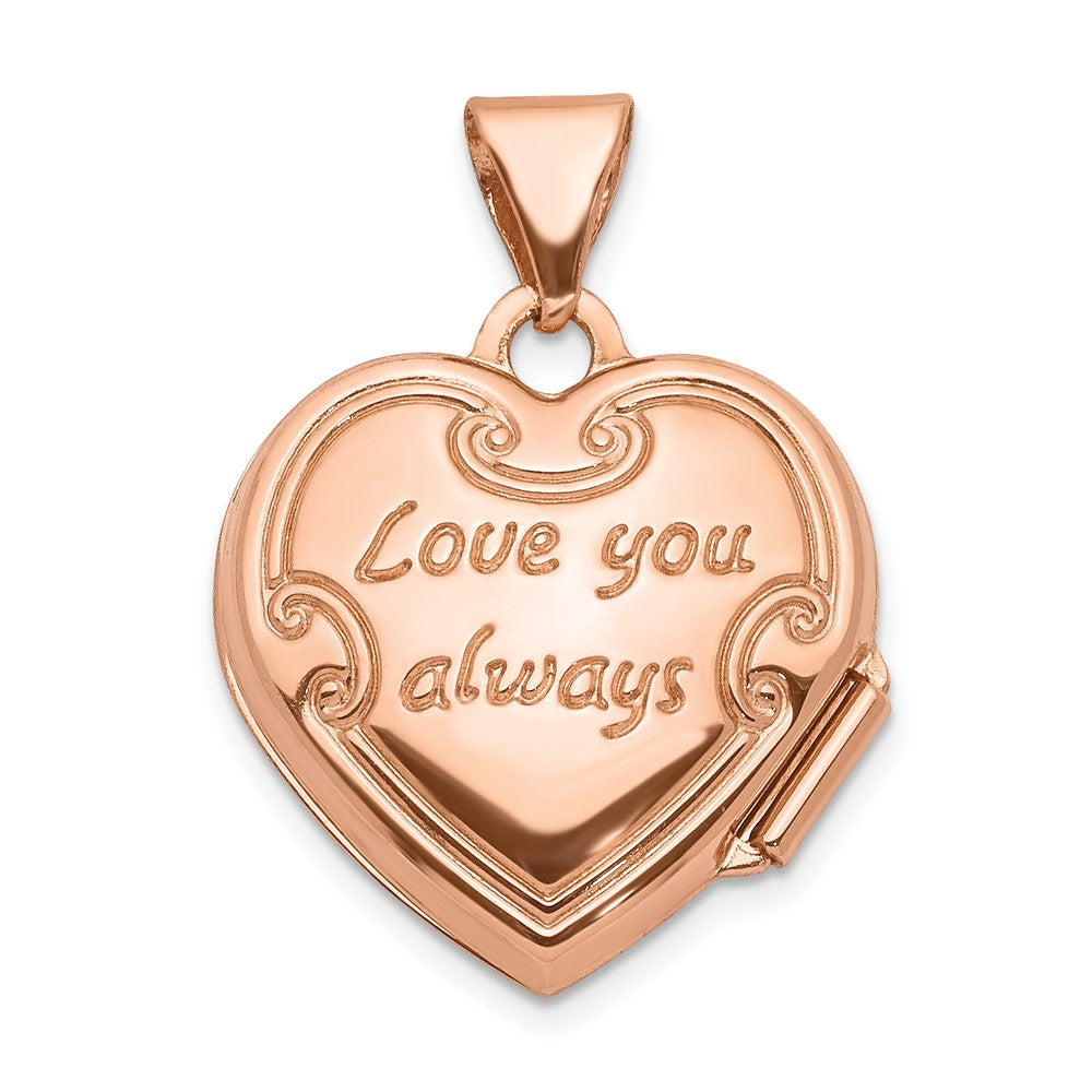 14k Rose Gold 15.7 mm Reversible Heart Locket (0.65 grams)
