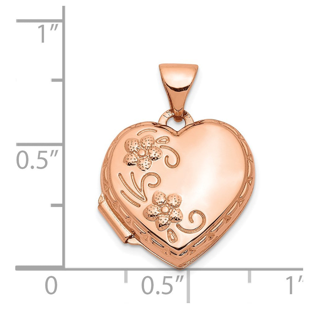14k Rose Gold 15.7 mm Reversible Heart Locket (0.65 grams)