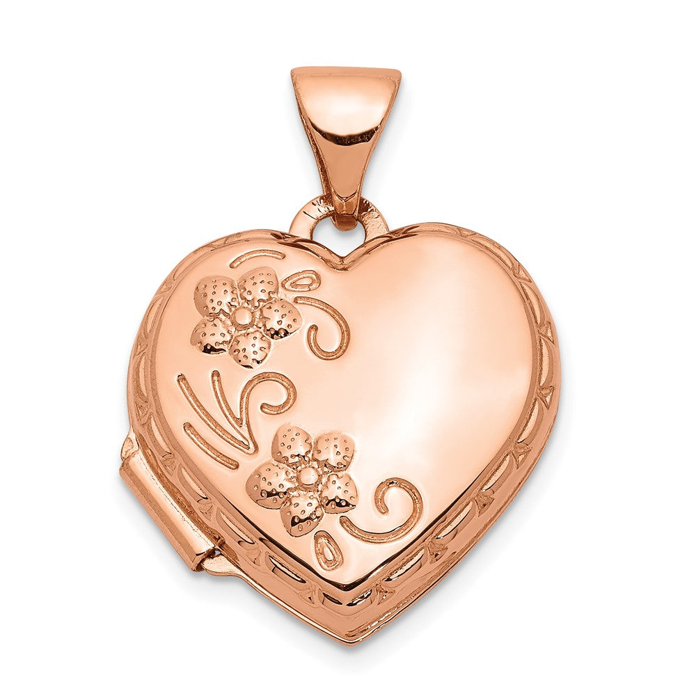 14k Rose Gold 15.7 mm Reversible Heart Locket (0.65 grams)