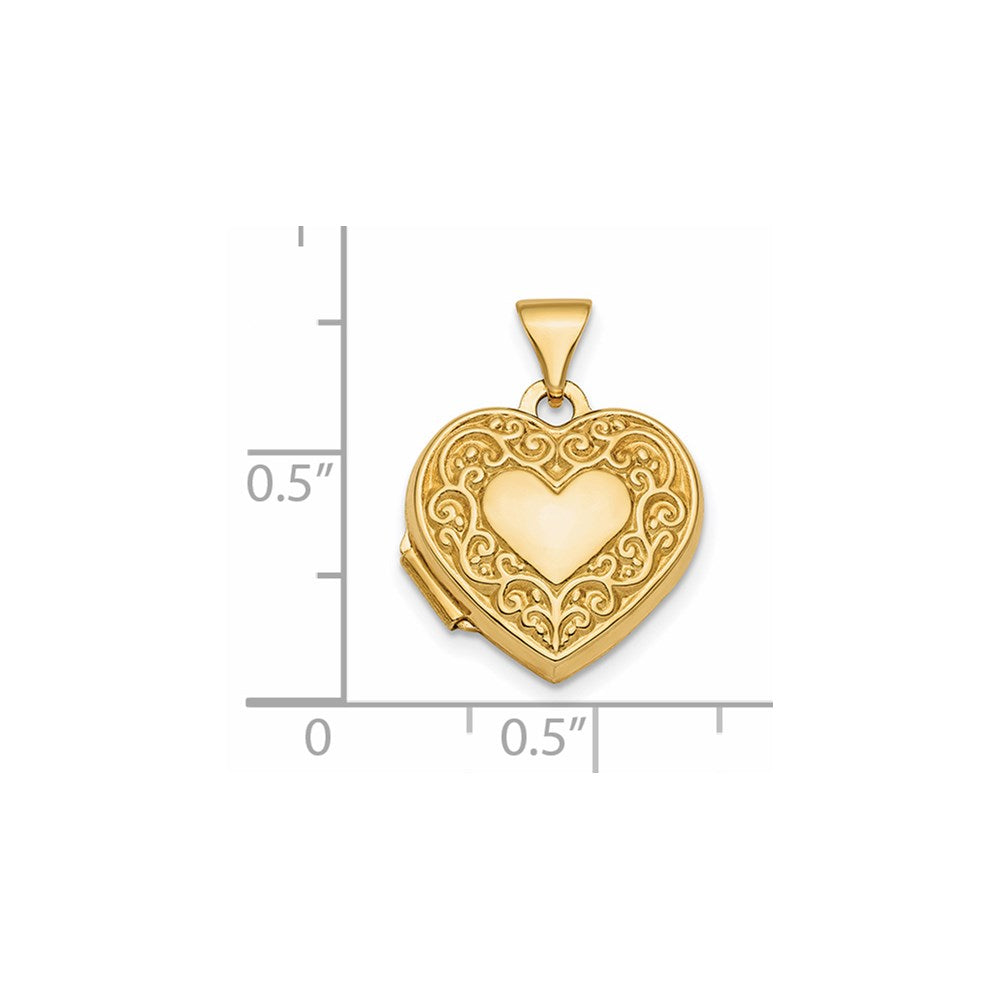 14k Yellow Gold 15.15 mm Heart Locket (1.07 grams)