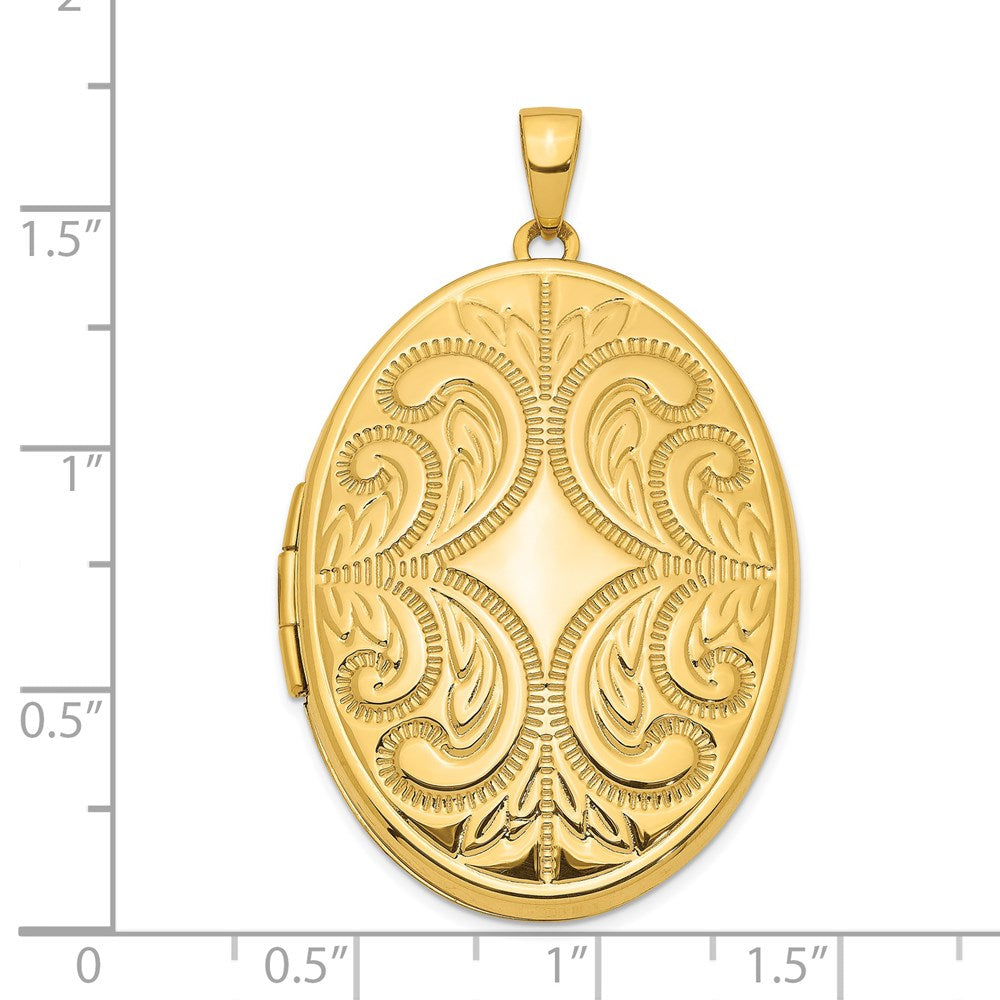14k Yellow Gold 26.9 mm Large Oval Family Locket Pendant (5.75 grams)